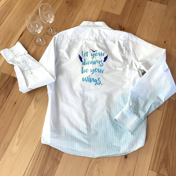 Upcycled Bleached Shirt, Women’s Plus Size: Inspirational Saying - Picture 8 of 9